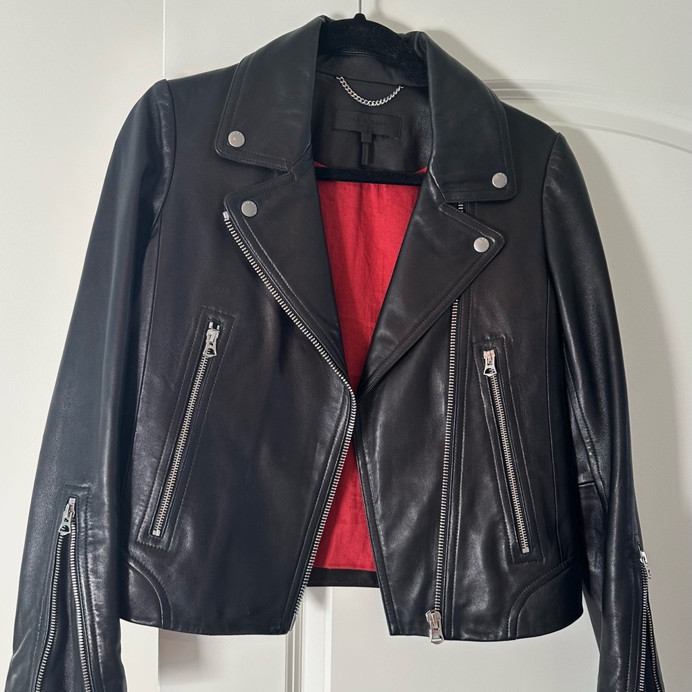 rag & bone Black Leather Moto Jacket